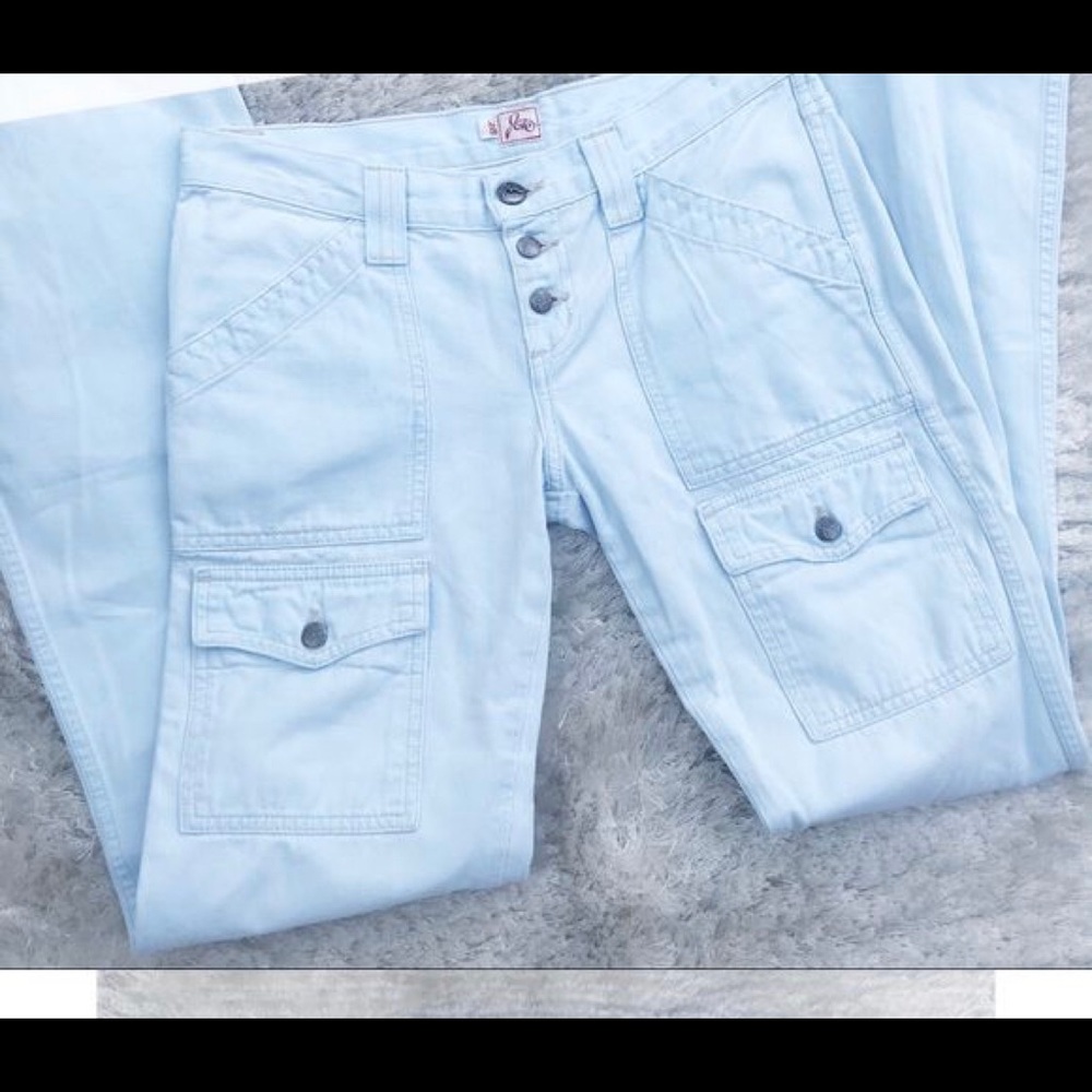 Light Blue Button fly bootcut Jean